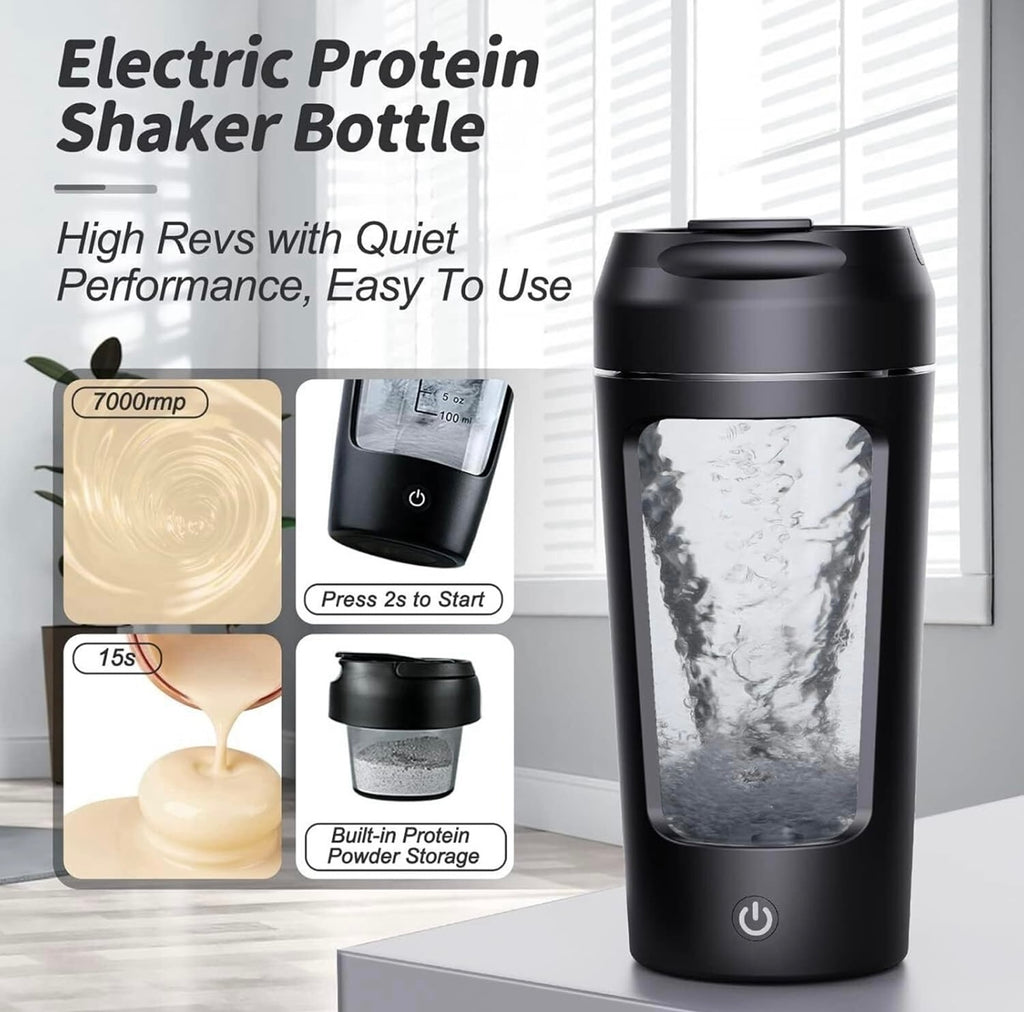 USB Electric Protein Shake Bottle,Electric Shaker Cup Fully Automatic Mixing Cup Rechargeable Sports Portable Protein Powder Shaker Cup